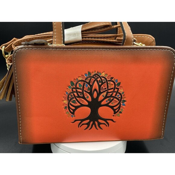 Purse Handbag Cross Body Genuine Leather Tree of Life Hand Made  Artisanal - Picture 1 of 5